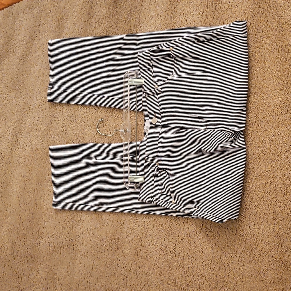 LOFT Womens Black and White Striped Chinos.